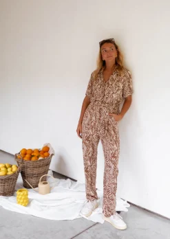 Combinaisons-EASY-CLOTHES Combinaison Gabina zébrée brune et beige | Combinaison à motifs | Prêt-à-porter en ligne | Easy Clothes Brune et beige       