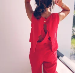 Combinaisons-EASY-CLOTHES Combinaison Tabata - rouge corailEasy Clothes Rouge corail