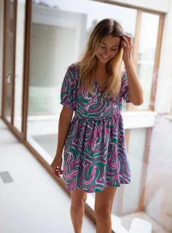 Combinaisons-EASY-CLOTHES Combi-short Beti - verte et rose à motifsEasy Clothes Verte et rose à motifs       
