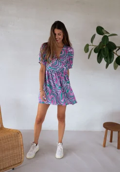 Combinaisons-EASY-CLOTHES Combi-short Beti - verte et rose à motifsEasy Clothes Verte et rose à motifs       