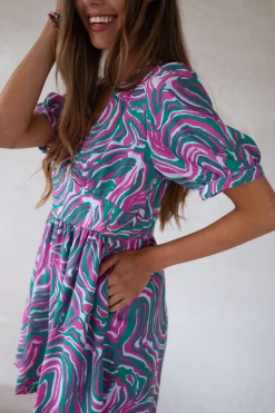 Combinaisons-EASY-CLOTHES Combi-short Beti - verte et rose à motifsEasy Clothes Verte et rose à motifs       