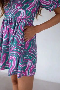 Combinaisons-EASY-CLOTHES Combi-short Beti - verte et rose à motifsEasy Clothes Verte et rose à motifs       