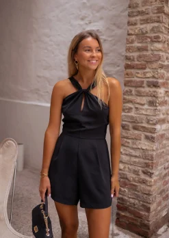 Combinaisons-EASY-CLOTHES Combishort Noire - Olvi - Fluide & Confortable - Easy Clothes Noire       