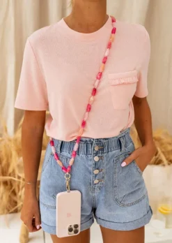 Accessoires Téléphone-EASY-CLOTHES Cordon De Téléphone - Feder - Perles Roses - Bijoux & AccessoiresEasy Clothes En perles roses       