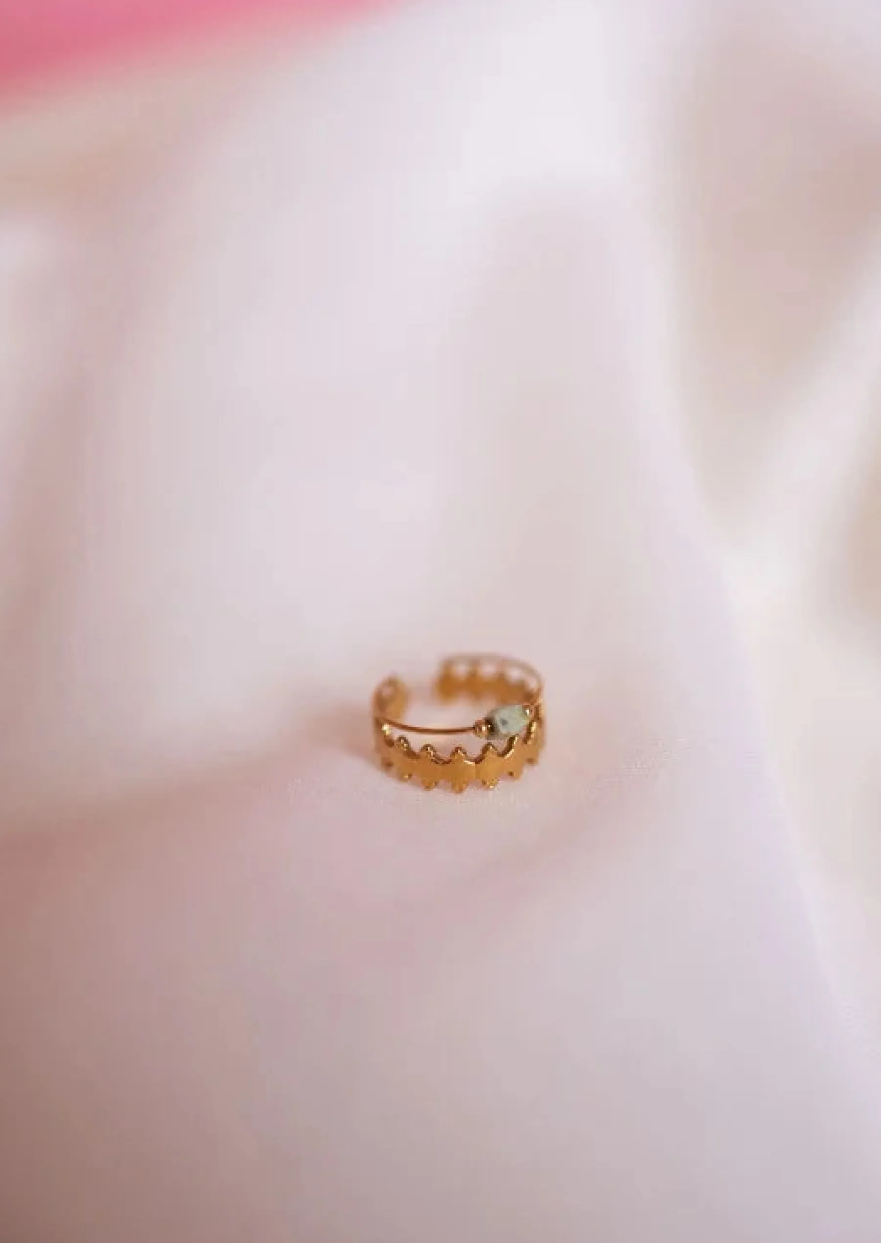 Bagues-EASY-CLOTHES Double Bague Vora | Perle Verte | Bijoux Easy Clothes Dorée