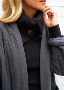 Echarpes & Foulards-EASY-CLOTHES Echarpe Oxford - Noire - Col Montant - DouceEasy Clothes Noire       