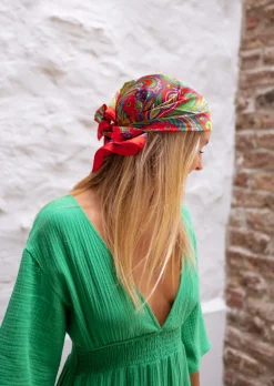 Accessoires Cheveux-EASY-CLOTHES Foulard Rouge - Strit - Carré Effet Soie - Motifs ColorésEasy Clothes Rouge       