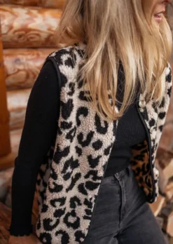 Pulls & Gilets-EASY-CLOTHES Gilet Abby - Motifs Leopard - Sans MancheEasy Clothes Léopard sans manche       