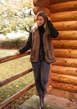 Pulls & Gilets-EASY-CLOTHES Gilet Adam - Made In Italy - Brun & NoirEasy Clothes Brun et noir       