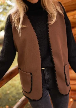 Pulls & Gilets-EASY-CLOTHES Gilet Adam - Made In Italy - Brun & NoirEasy Clothes Brun et noir       