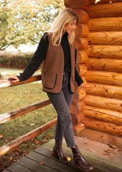 Pulls & Gilets-EASY-CLOTHES Gilet Adam - Made In Italy - Brun & NoirEasy Clothes Brun et noir       