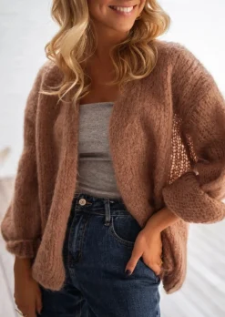 Pulls & Gilets-EASY-CLOTHES Gilet Alina - Camel - Made In Italy - LooseEasy Clothes Camel       