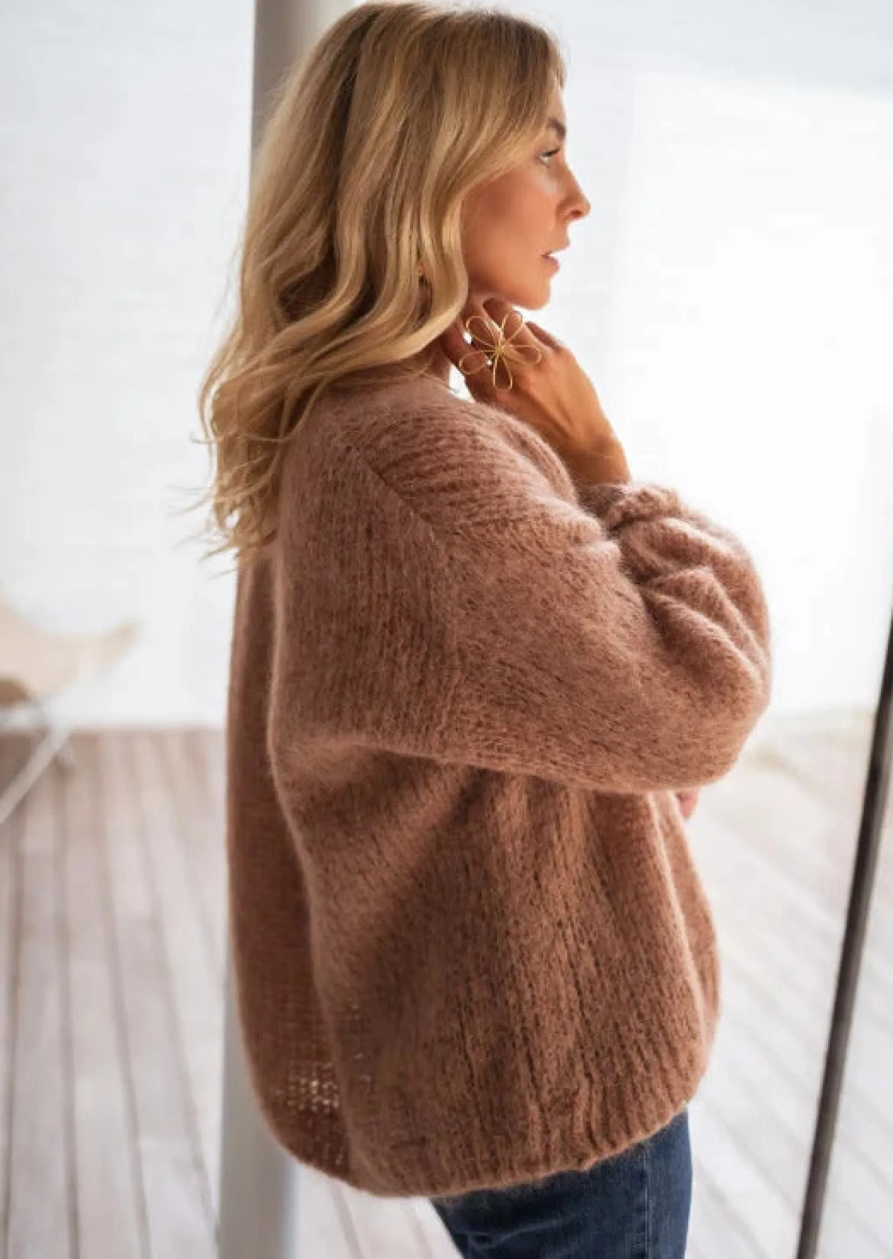 Pulls & Gilets-EASY-CLOTHES Gilet Alina - Camel - Made In Italy - LooseEasy Clothes Camel