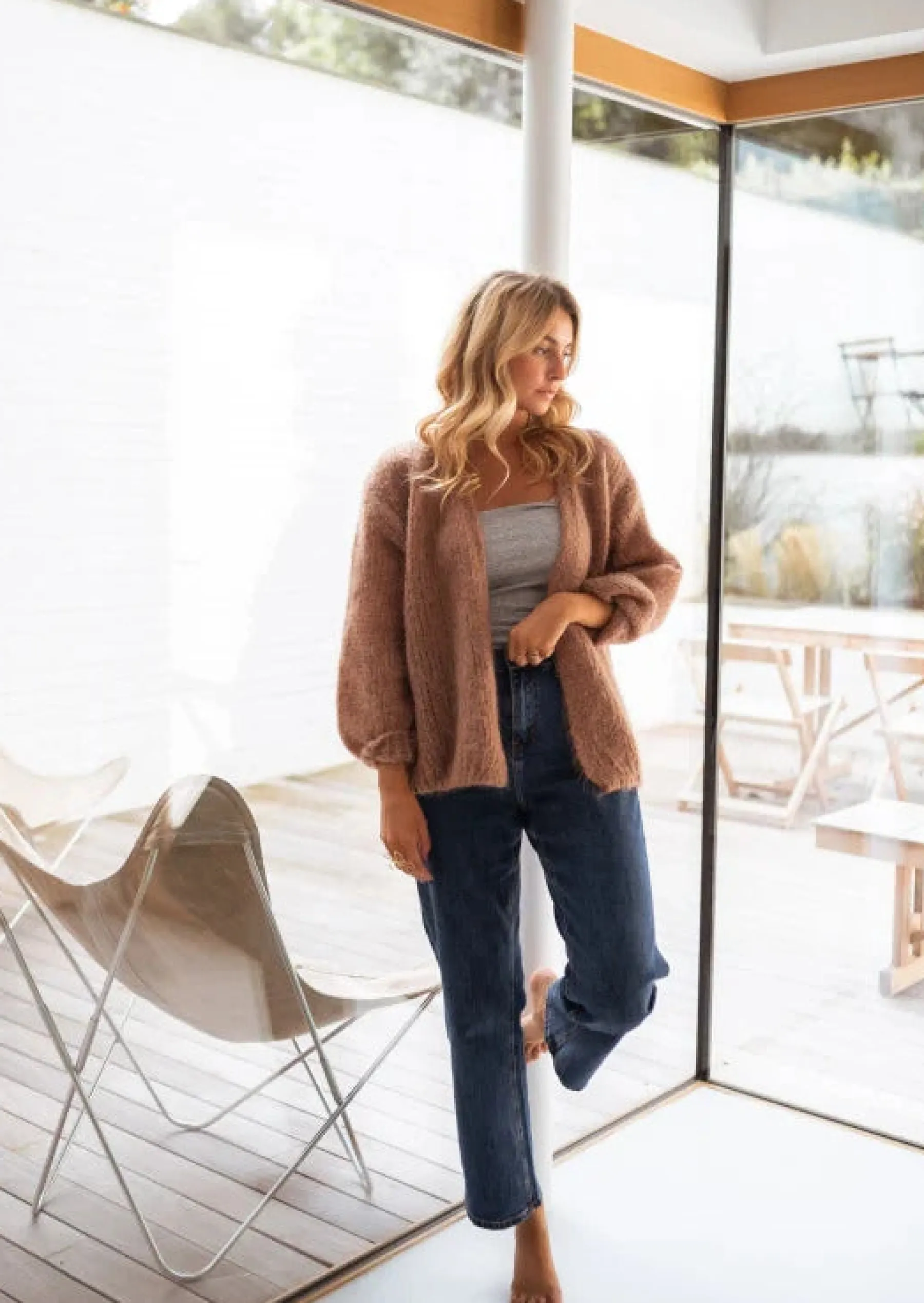 Pulls & Gilets-EASY-CLOTHES Gilet Alina - Camel - Made In Italy - LooseEasy Clothes Camel