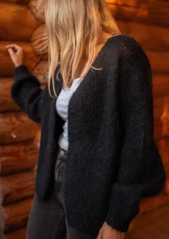 Pulls & Gilets-EASY-CLOTHES Gilet Alina - Noir - Doux - Made In ItalyEasy Clothes Noir