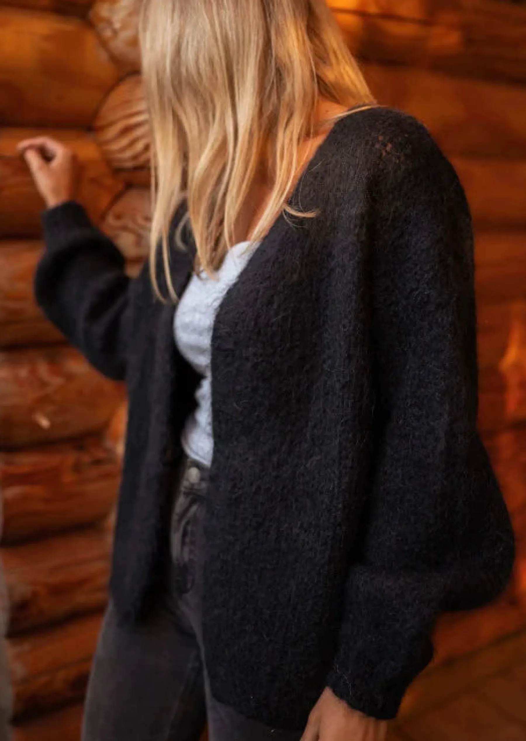 Pulls & Gilets-EASY-CLOTHES Gilet Alina - Noir - Doux - Made In ItalyEasy Clothes Noir