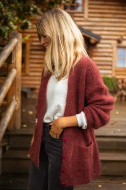 Pulls & Gilets-EASY-CLOTHES Gilet Bordeaux - Gabriel - Vêtements FemmeEasy Clothes Bordeaux       