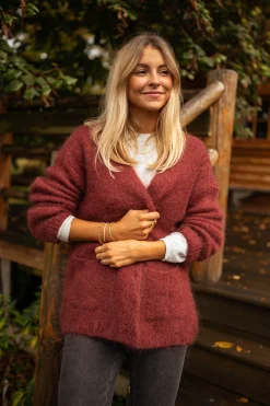 Pulls & Gilets-EASY-CLOTHES Gilet Bordeaux - Gabriel - Vêtements FemmeEasy Clothes Bordeaux