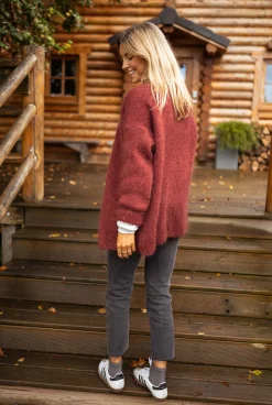 Pulls & Gilets-EASY-CLOTHES Gilet Bordeaux - Gabriel - Vêtements FemmeEasy Clothes Bordeaux
