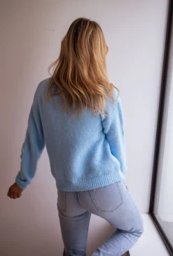 Pulls & Gilets-EASY-CLOTHES Gilet Charlise - Bleu à fleursEasy Clothes Bleu à fleurs