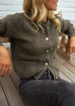 Pulls & Gilets-EASY-CLOTHES Gilet Chlo - Kaki - Doux - Taille UniqueEasy Clothes Kaki       
