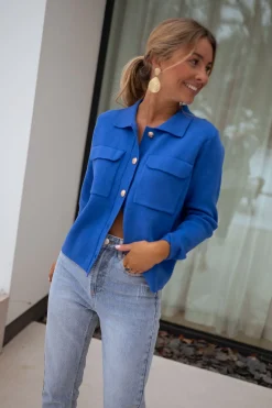 Pulls & Gilets-EASY-CLOTHES Gilet Fika - bleu roiEasy Clothes Bleu roi