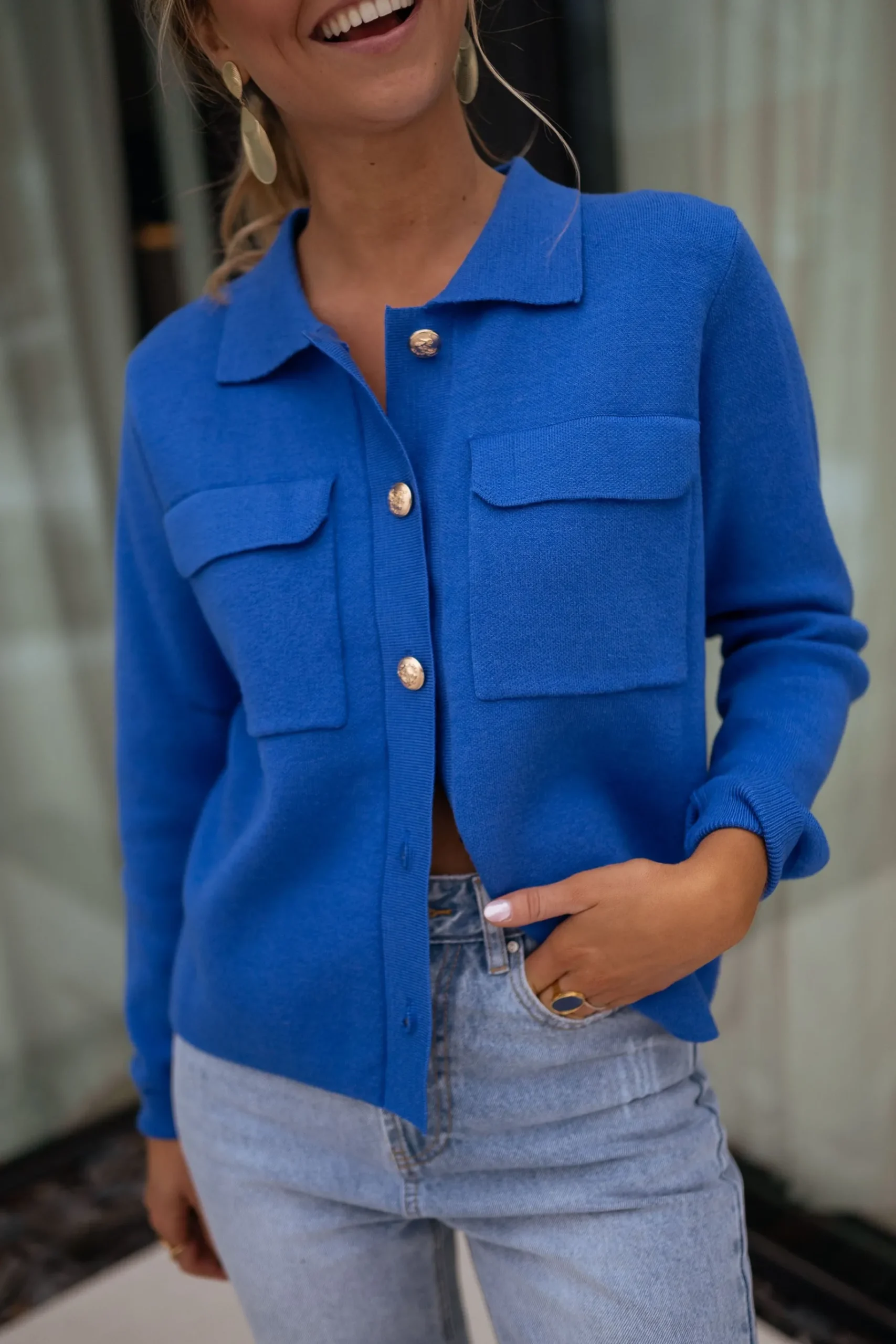 Pulls & Gilets-EASY-CLOTHES Gilet Fika - bleu roiEasy Clothes Bleu roi