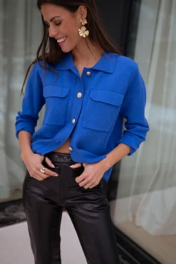 Pulls & Gilets-EASY-CLOTHES Gilet Fika - bleu roiEasy Clothes Bleu roi