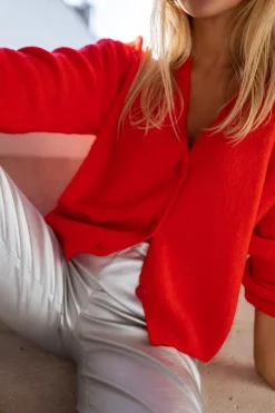 Pulls & Gilets-EASY-CLOTHES Gilet Gina - rougeEasy Clothes Rouge       