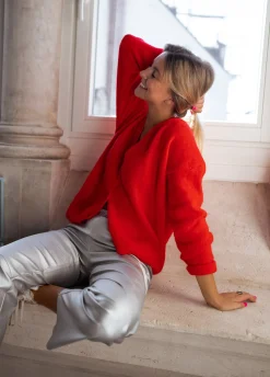 Pulls & Gilets-EASY-CLOTHES Gilet Gina - rougeEasy Clothes Rouge       