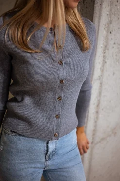 Pulls & Gilets-EASY-CLOTHES Gilet Hélo - GrisEasy Clothes Gris       