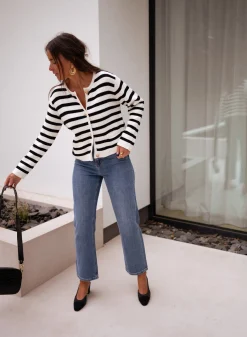 Pulls & Gilets-EASY-CLOTHES Gilet Jeanne - à lignesEasy Clothes À lignes       
