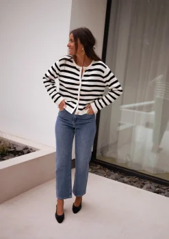 Pulls & Gilets-EASY-CLOTHES Gilet Jeanne - à lignesEasy Clothes À lignes       