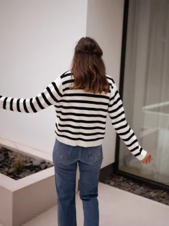 Pulls & Gilets-EASY-CLOTHES Gilet Jeanne - à lignesEasy Clothes À lignes       