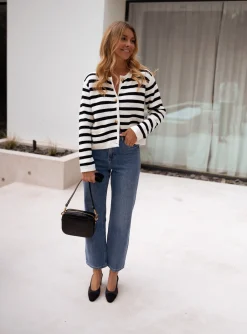 Pulls & Gilets-EASY-CLOTHES Gilet Jeanne - à lignesEasy Clothes À lignes       