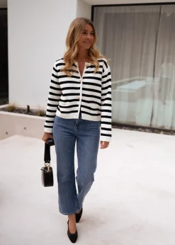 Pulls & Gilets-EASY-CLOTHES Gilet Jeanne - à lignesEasy Clothes À lignes       