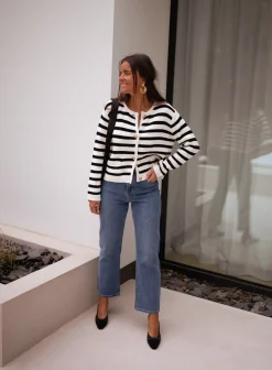 Pulls & Gilets-EASY-CLOTHES Gilet Jeanne - à lignesEasy Clothes À lignes       