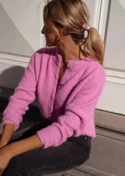 Pulls & Gilets-EASY-CLOTHES Gilet Kyle Rose - Doux - Vêtements Tendances FemmeEasy Clothes Rose       