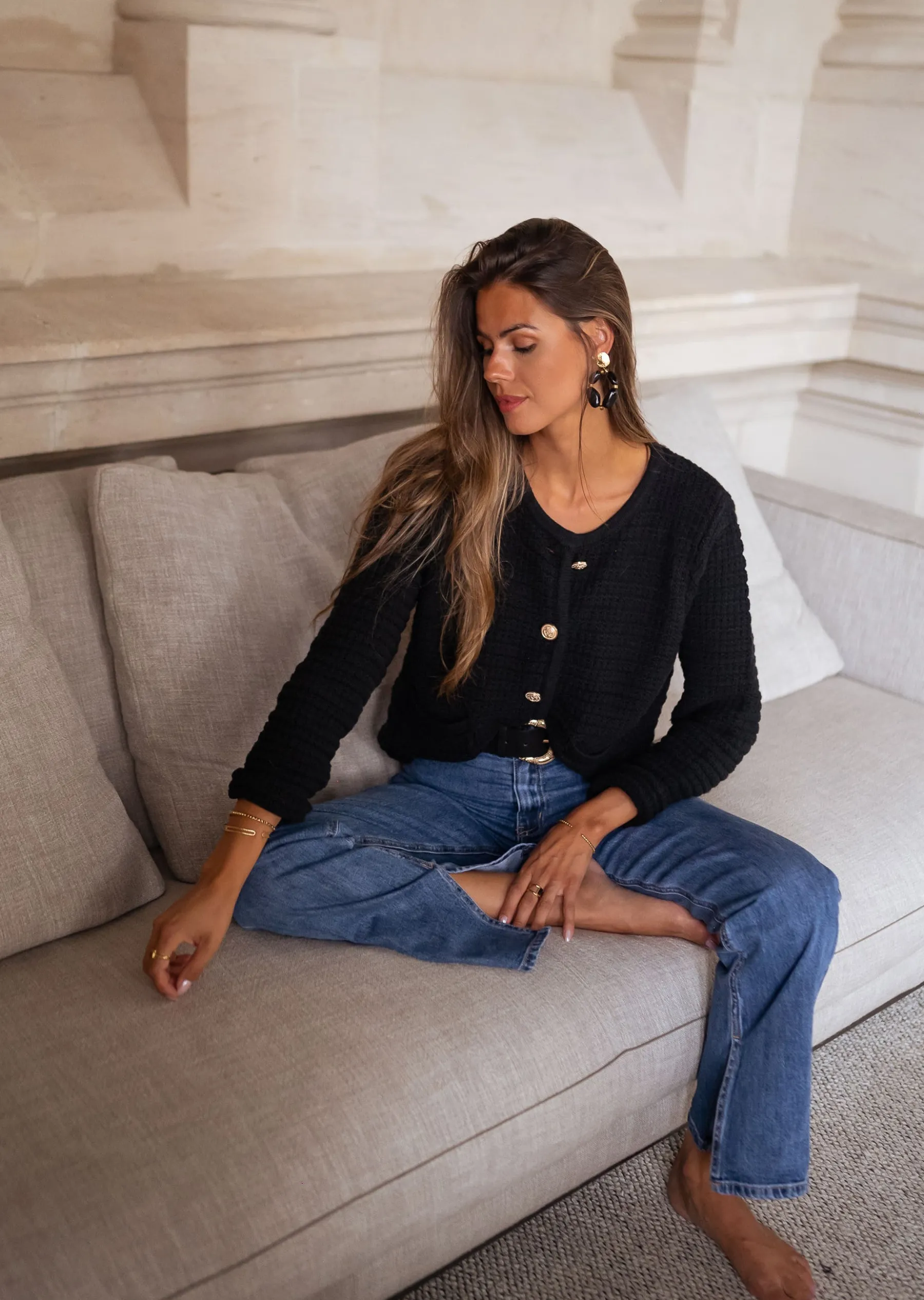 Pulls & Gilets-EASY-CLOTHES Gilet Lyno - noirEasy Clothes Noir