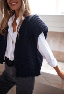 Pulls & Gilets-EASY-CLOTHES Gilet Oren - bleuEasy Clothes Bleu