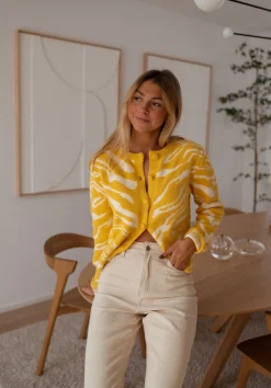 Pulls & Gilets-EASY-CLOTHES Gilet Pacôme - écru et jauneEasy Clothes Écru et jaune