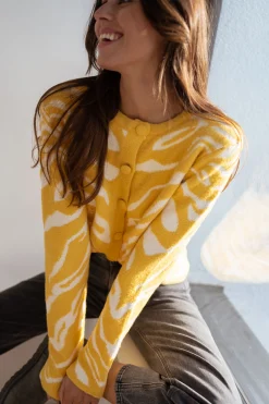 Pulls & Gilets-EASY-CLOTHES Gilet Pacôme - écru et jauneEasy Clothes Écru et jaune       