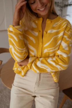 Pulls & Gilets-EASY-CLOTHES Gilet Pacôme - écru et jauneEasy Clothes Écru et jaune       