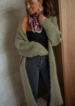 Pulls & Gilets-EASY-CLOTHES Gilet Pelly - Kaki - Long & Loose - Avec PochesEasy Clothes Kaki       