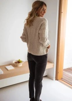 Pulls & Gilets-EASY-CLOTHES Gilet Xavier - Beige - Boutons Dorés - Col VEasy Clothes Beige       