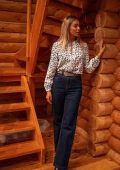 Jeans-EASY-CLOTHES Jeans Arsene - Taille Haute - ÉvaséEasy Clothes Bleu       