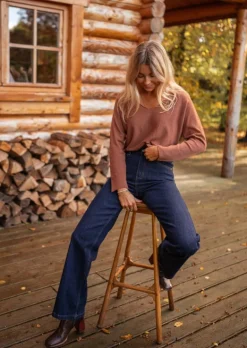 Jeans-EASY-CLOTHES Jeans Arsene - Taille Haute - ÉvaséEasy Clothes Bleu       