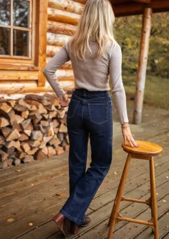 Jeans-EASY-CLOTHES Jeans Arsene - Taille Haute - ÉvaséEasy Clothes Bleu       