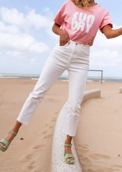 Jeans-EASY-CLOTHES Jeans Baptiste blanc | Jeans coupe carotte | Prêt-à-porter en ligne | Easy Clothes Blanc       