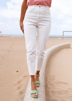 Jeans-EASY-CLOTHES Jeans Baptiste blanc | Jeans coupe carotte | Prêt-à-porter en ligne | Easy Clothes Blanc       